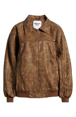 Goldsmith Oversize Faux Leather Bomber Jacket