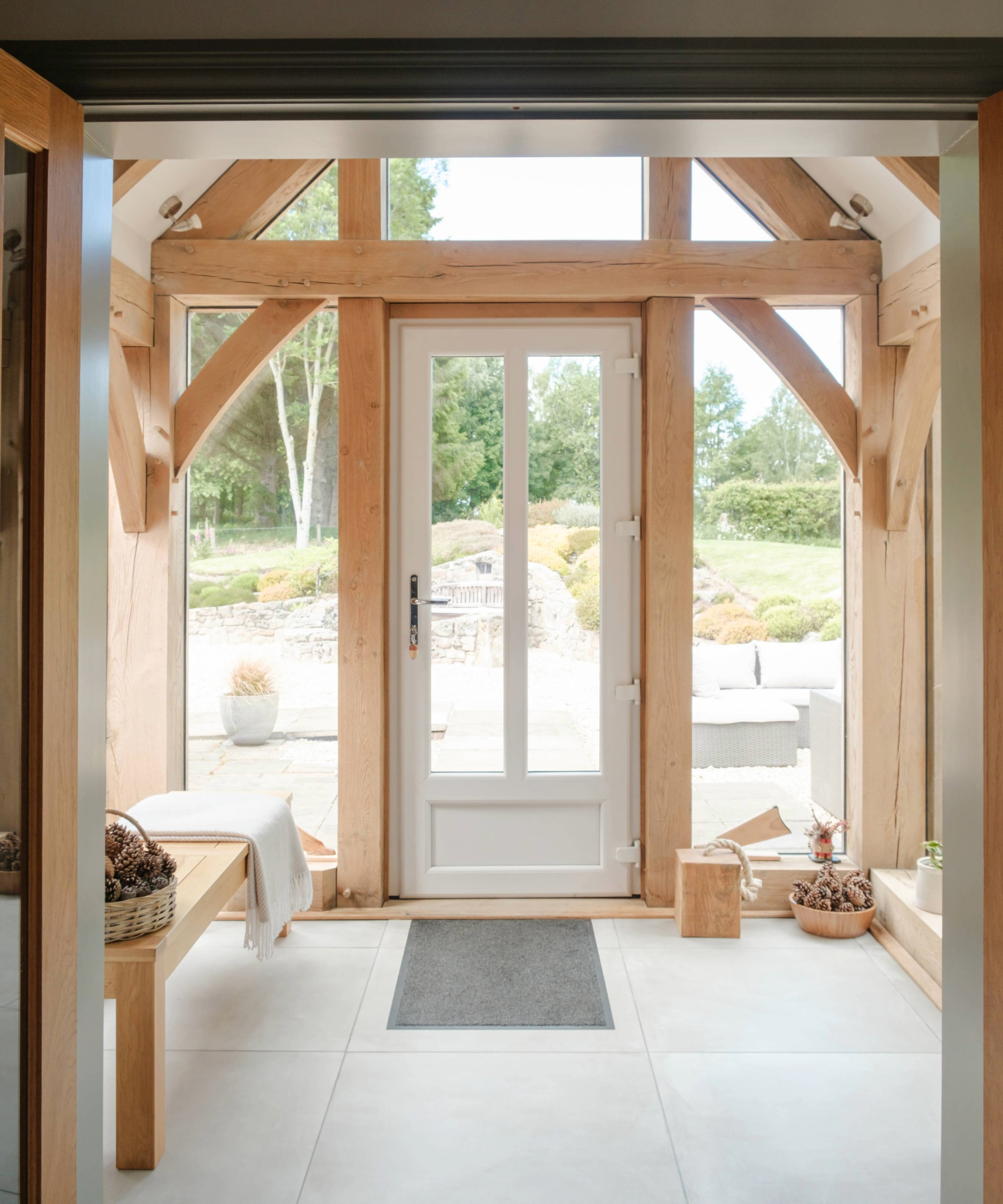 Inside of the front door with wood frame