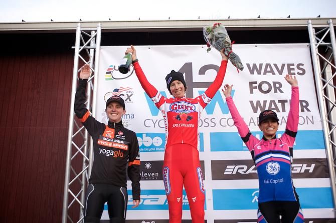 The elite women's podium. Rachel Lloyd takes the top step