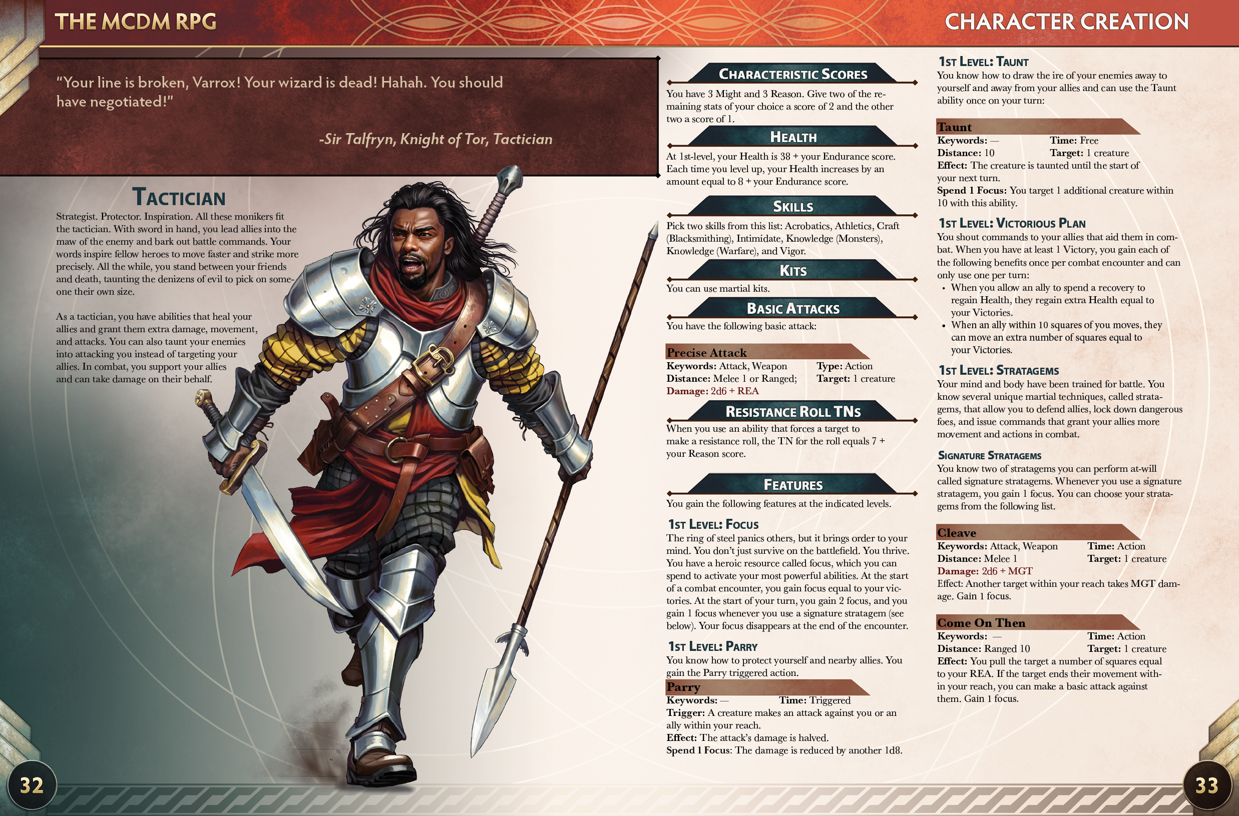 Hình ảnh Chiến thuật gia, một lớp trong MCDM RPG, mô tả chi tiết các khả năng và đặc điểm của nó.