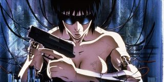 Ghost in the Shell's anime, featuring a nude Major with a pistol.