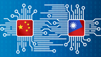 the flags of Taiwan and China on semiconductor prints