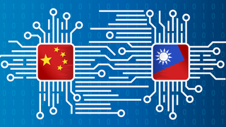 the flags of Taiwan and China on semiconductor prints