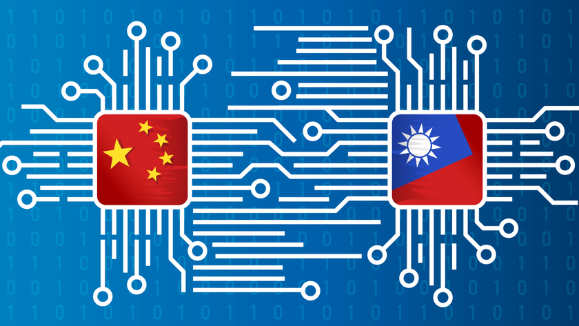 the flags of Taiwan and China on semiconductor prints