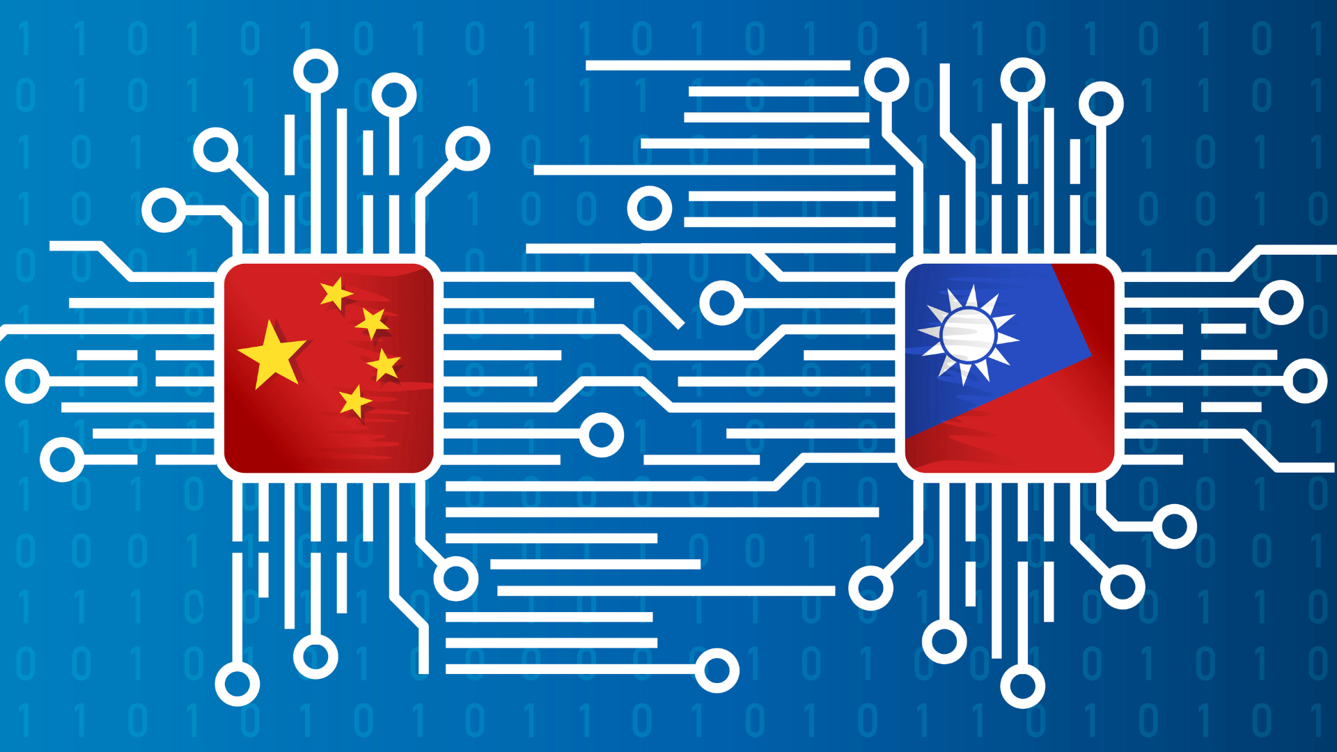 the flags of Taiwan and China on semiconductor prints