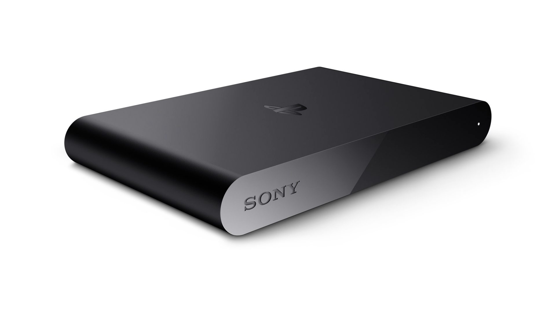 Angled view of PlayStation "Vita" TV with white backdrop.