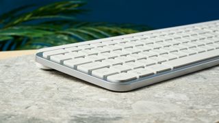 A white Logitech MX Keys S wireless keyboard for Windows and macOS