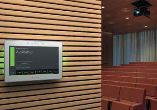 Extron TouchLink Scheduling panels display room availability and schedules, while providing the information needed to closely analyze room usage, activity patterns, and occupancy trends across the organization.