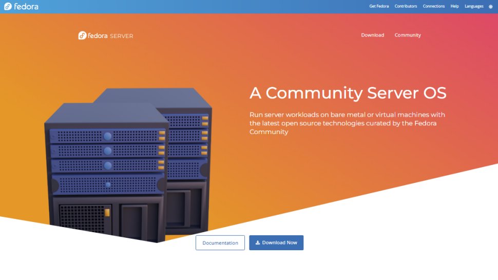 Website screenshot of Fedora Server (August, 2025)