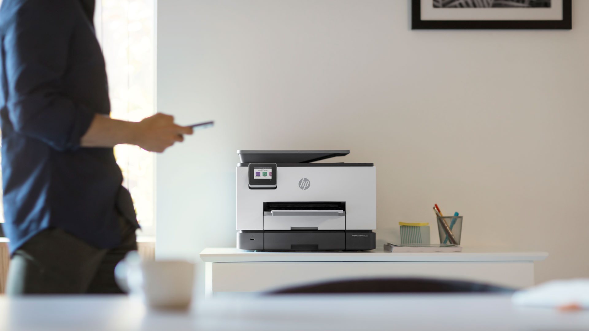 With a clean and modern design, HP's OfficeJet Pro printers can fit discretely into any home or office setting.