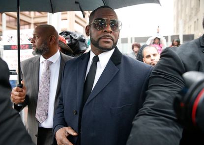  R. Kelly leaves the Leighton Courthouse following his status hearing, in relation to the sex abuse allegations made against him, on May 07, 2019 in Chicago, Illinois.