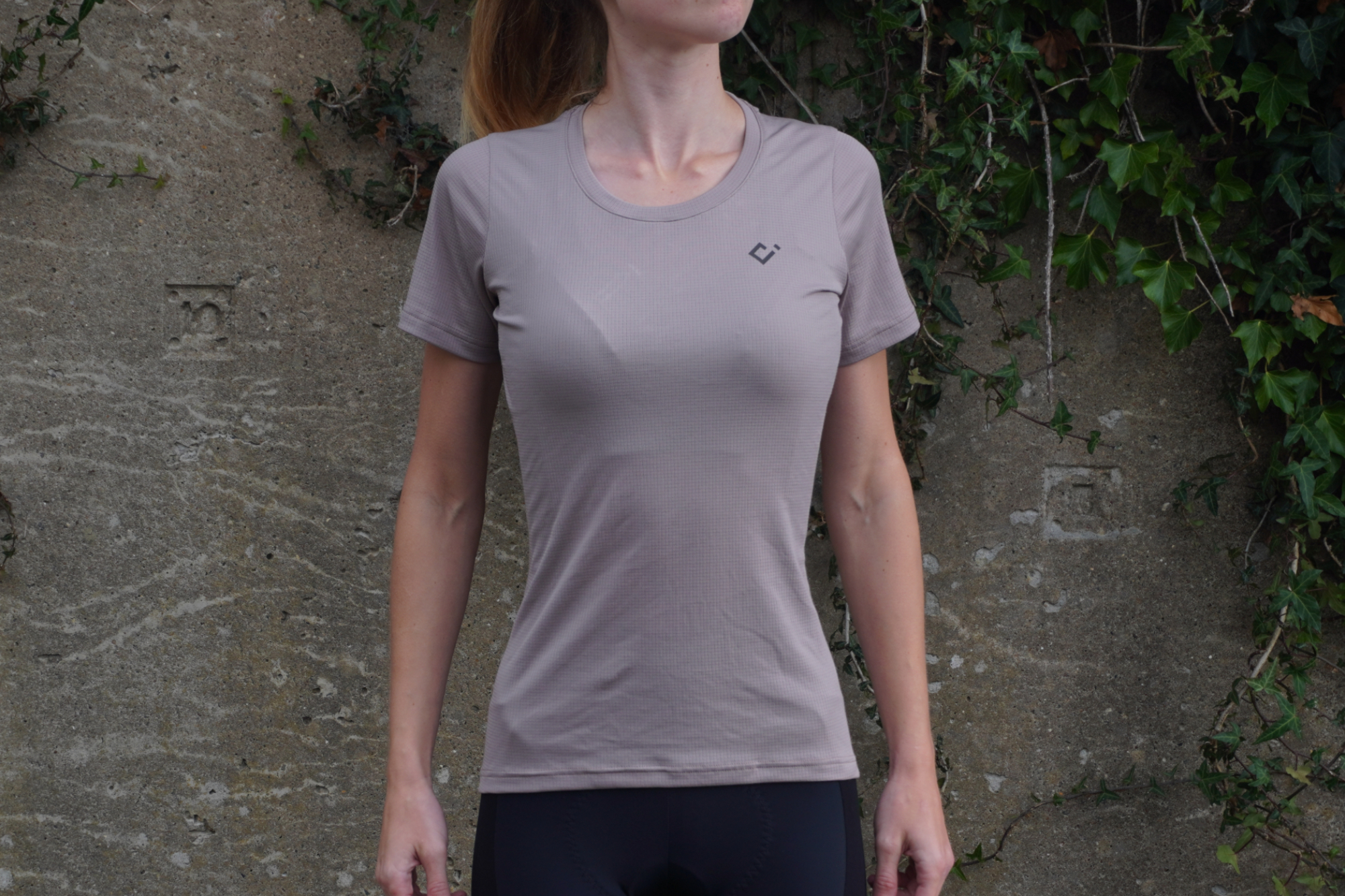 Anna Abram wearing the Velocio Women's Delta Tee, which is among the best women's gravel cycling clothing