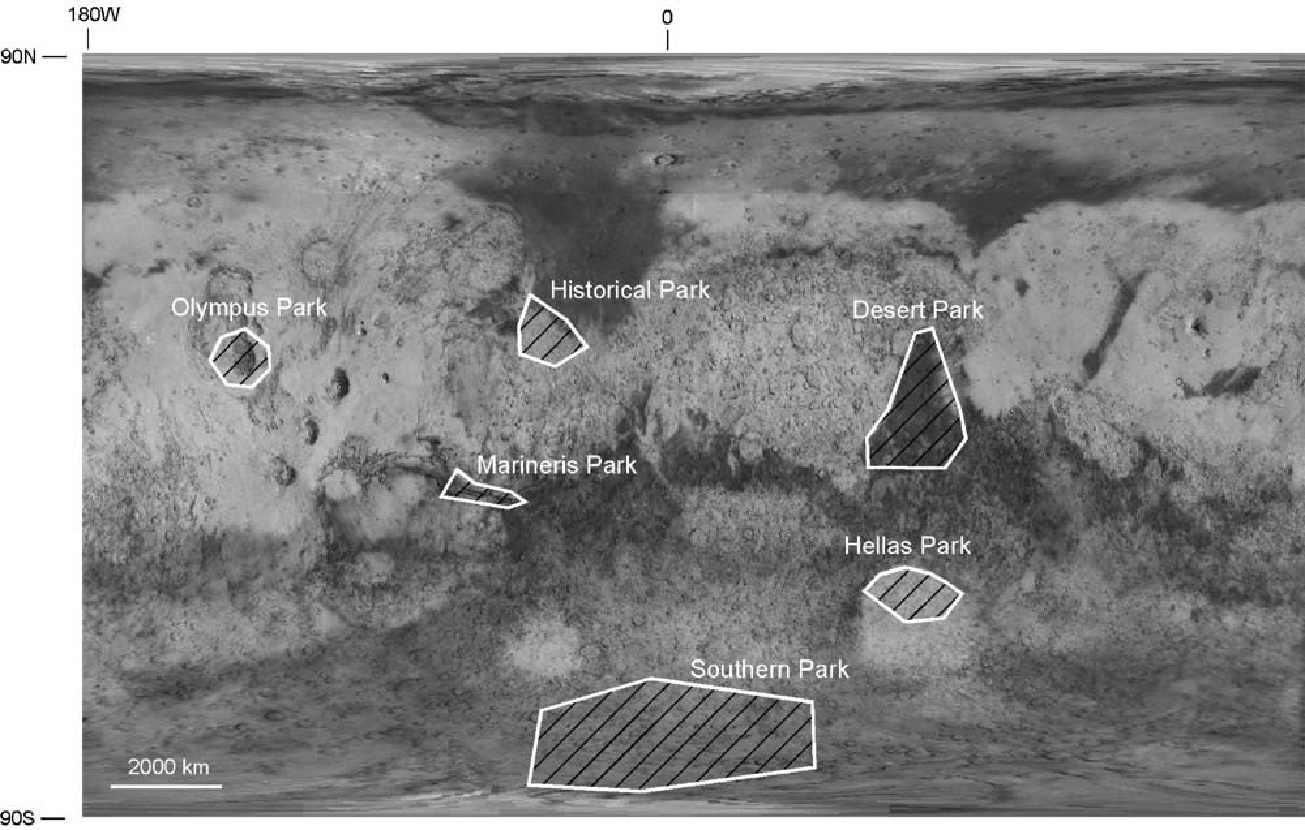 Proposed Planetary Parks on Mars