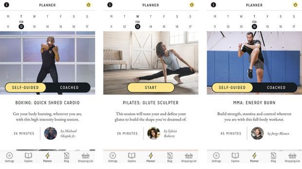Screenshots of Centr app