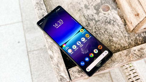 The Sony Xperia 1 IV, lying down, shot from above