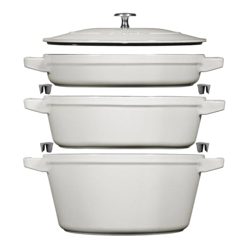 Staub La Cocotte Cast Iron Round Saucepan Set With White Truffles, Set of 3