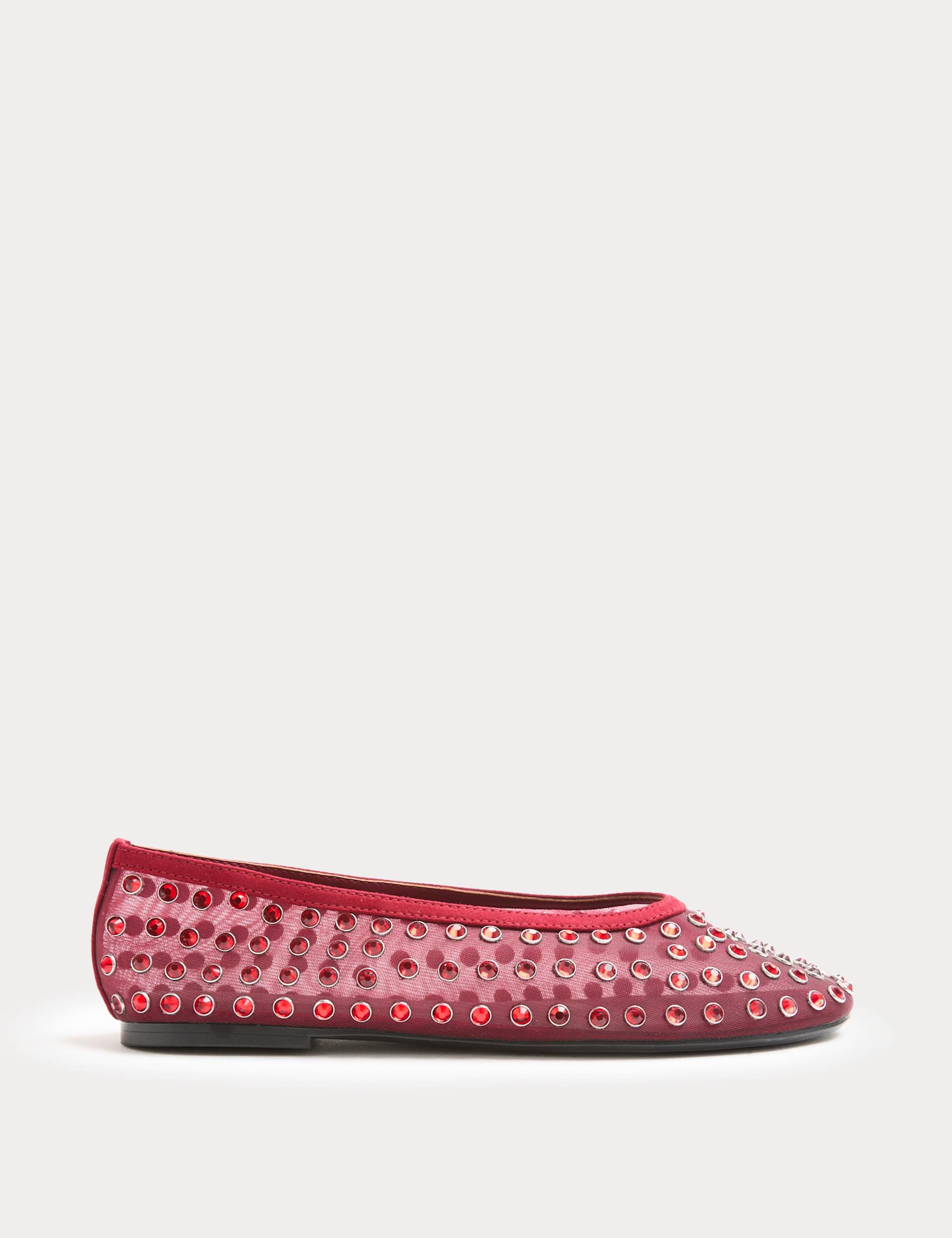 Gem Studded Flat Ballet Pumps