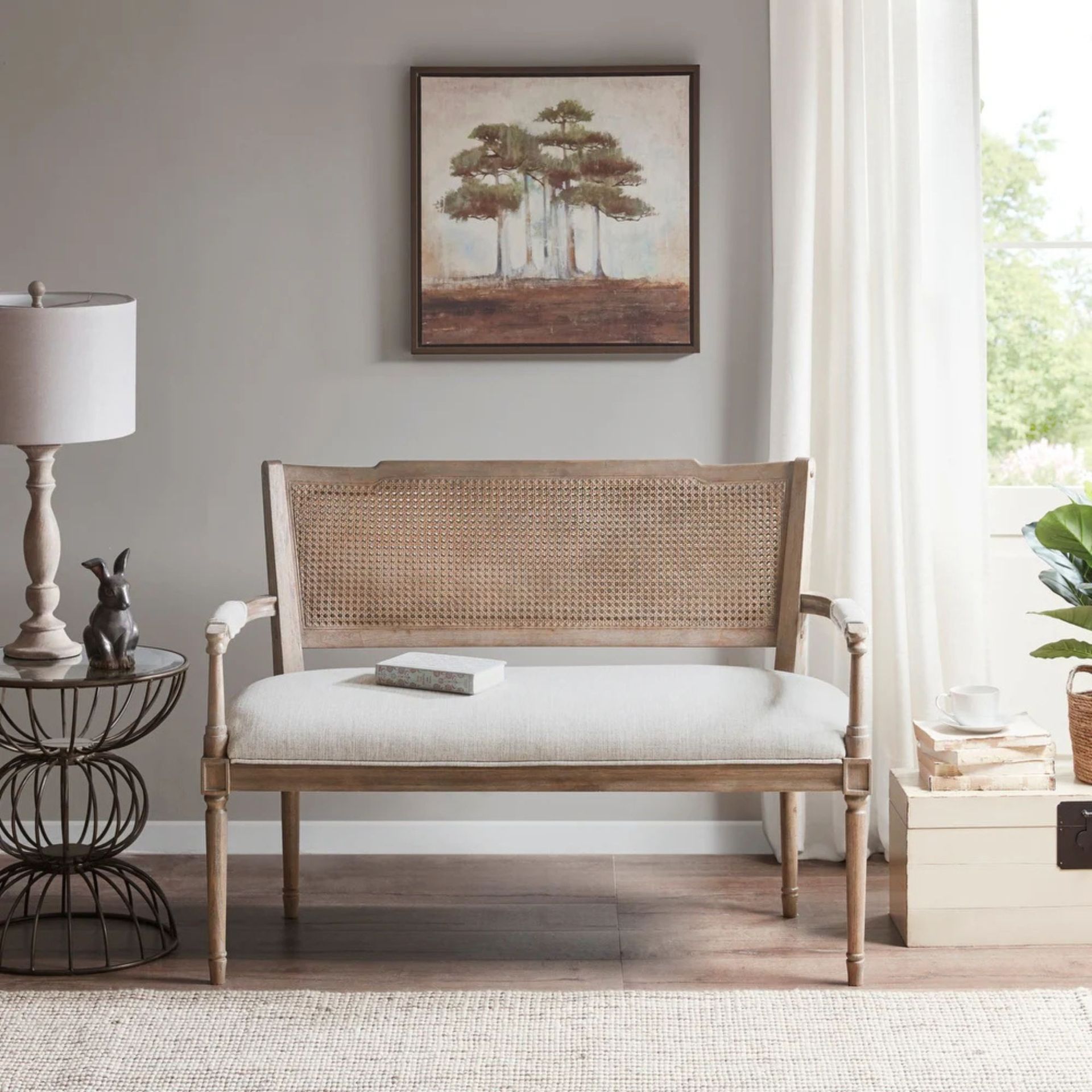 Madison Park Garfield Beige Reclaimed Natural Settee Beige