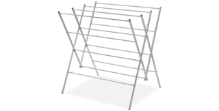 A silver extra wide drying rack.