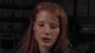 A young Jessica Chastain looking upset in ER