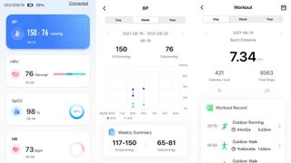 YHE BP Doctor Pro Blood Pressure Smartwatch companion app screengrabs