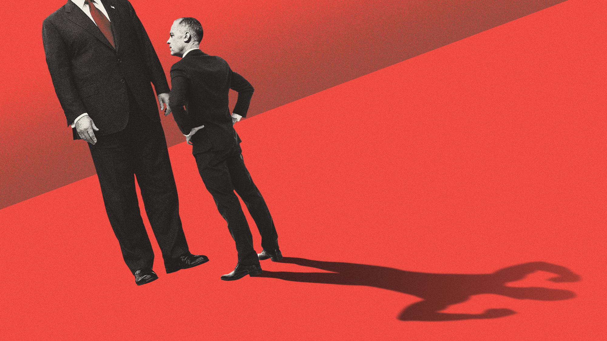 Illustration of Mark Carney squaring up to Donald Trump