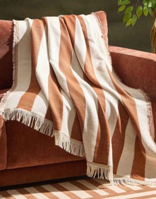 Stripe Sofa Throw, Burnt Orange