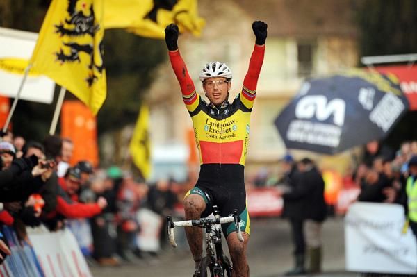Sven Nys celebrates his second win of the weekend.
