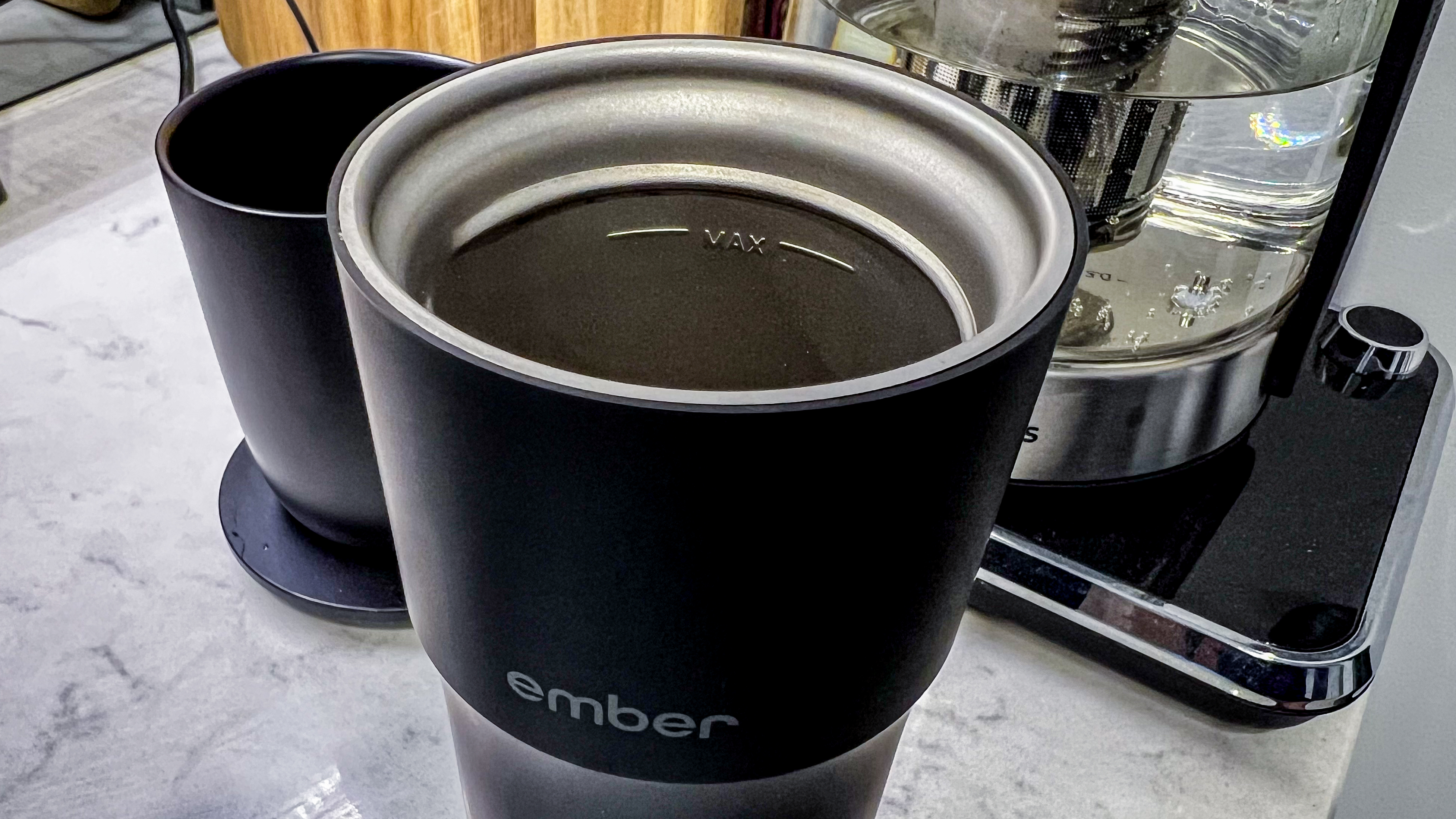 The maximum capacity mark on the inside of the Ember 2+ travel mug