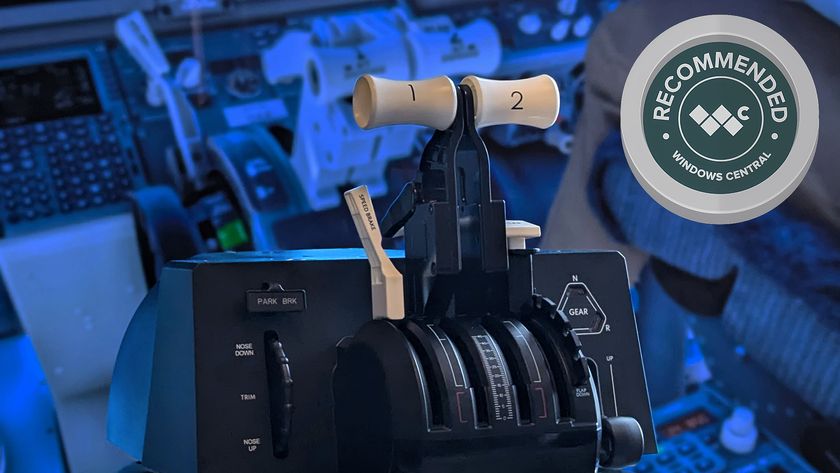 Honeycomb Aeronautical Bravo Throttle Quadrant Lite on a marble desk highlighting individual parts