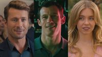From left to right: Glen Powell in Anyone But You, Callum Turner in One Night Only and Sydney Sweeney in Anyone But You. 
