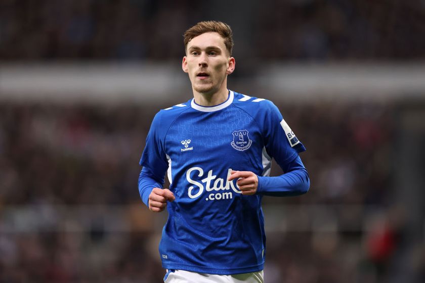 ames Garner of Everton looks on during the Premier League match between Newcastle United and Everton FC at St. James Park on October 19, 2022 in Newcastle upon Tyne, England.
