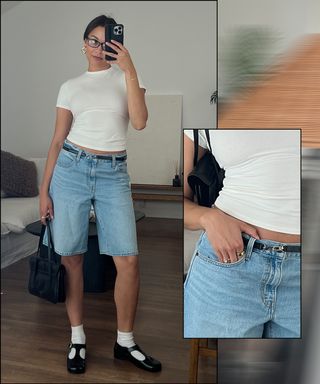 woman in mirror wearing summer outfits