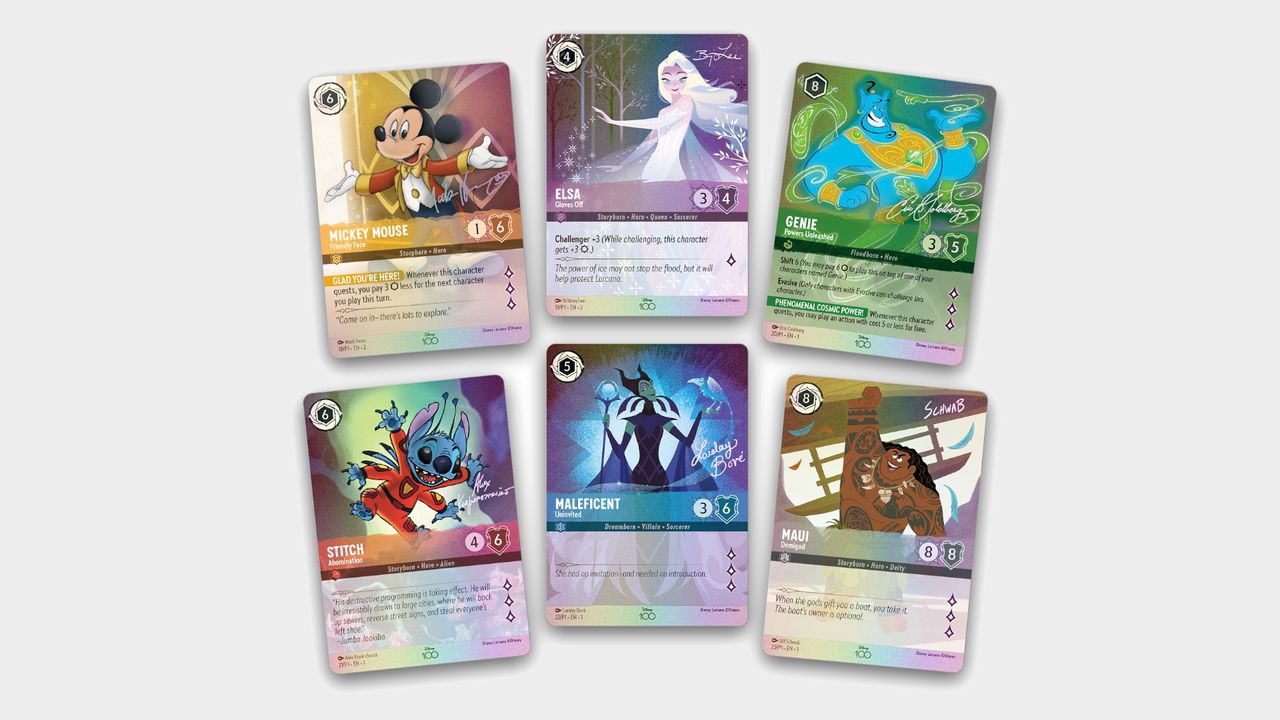 Disney Lorcana Disney100 Edition cards on a plain background