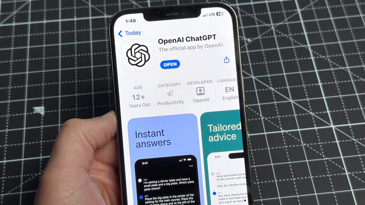 The ChatGPT app for iOS on an iPhone