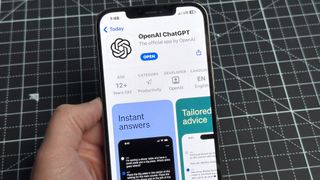 The ChatGPT app for iOS on an iPhone