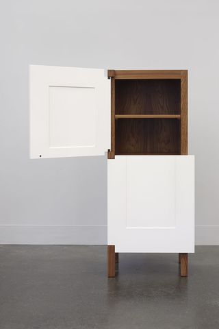 Cabinet with one open white door