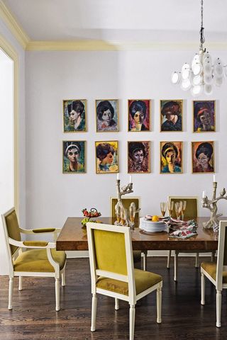 gallery wall ideas with framed portrait paintings