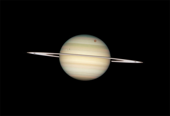 Saturn Photographed with Four Moons