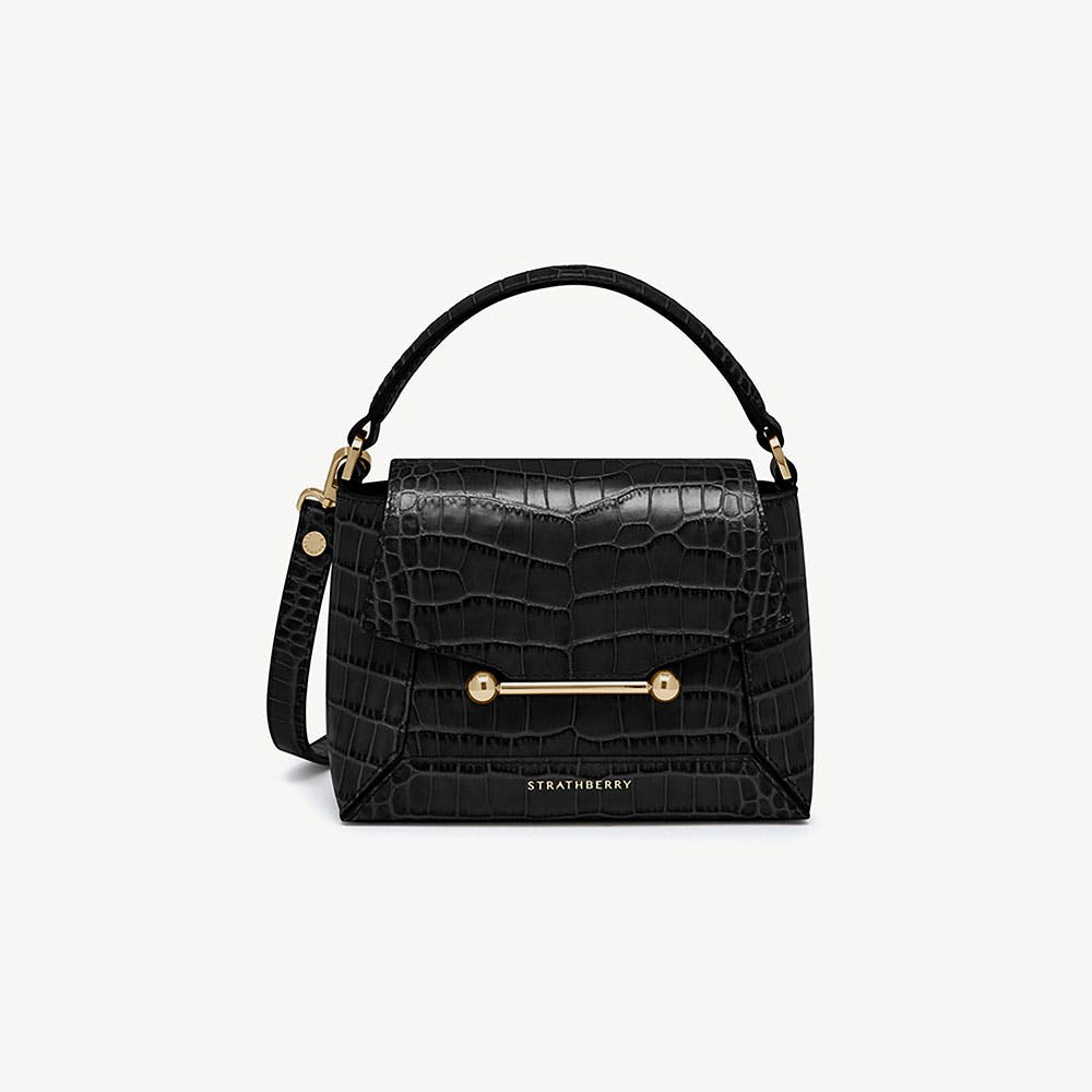 Mosaic Nano - Soft Croc-Embossed Leather Black