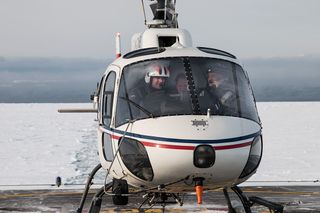 Svalbard Research Team in Helicopter