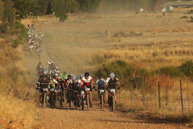 Riders during the early moments of stage 2
