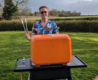 pip rich tries the everdure force 2 gas grill with the orange hood