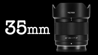 Viltrox AF 35mm f/1.7 on a black background with the text "35mm"