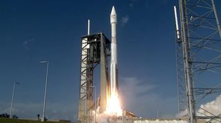 A United Launch Alliance Atlas V rocket launches the EchoStar 19 communications satellite into orbit from Space Launch Complex 41 at Cape Canaveral Air Force Station, Florida on Dec. 18, 2016.