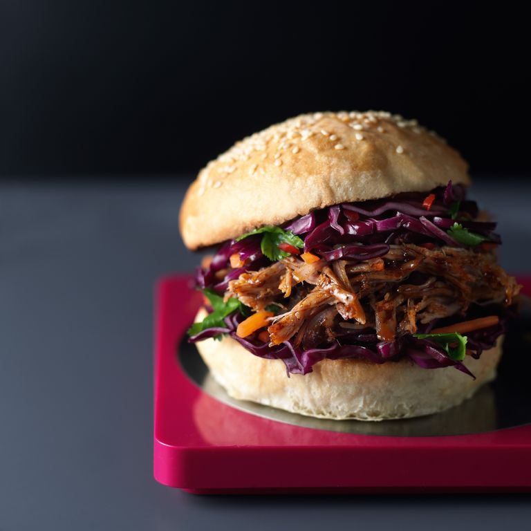 Slow-cooker asian pulled pork with ginger, fivespice and soy and spicy slaw photo