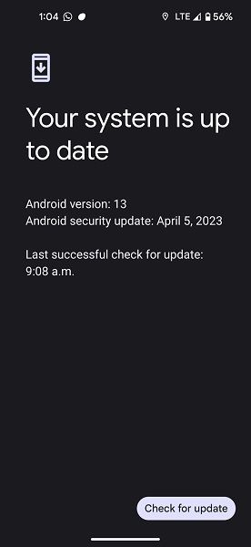 Pixel 5 April 2023 update