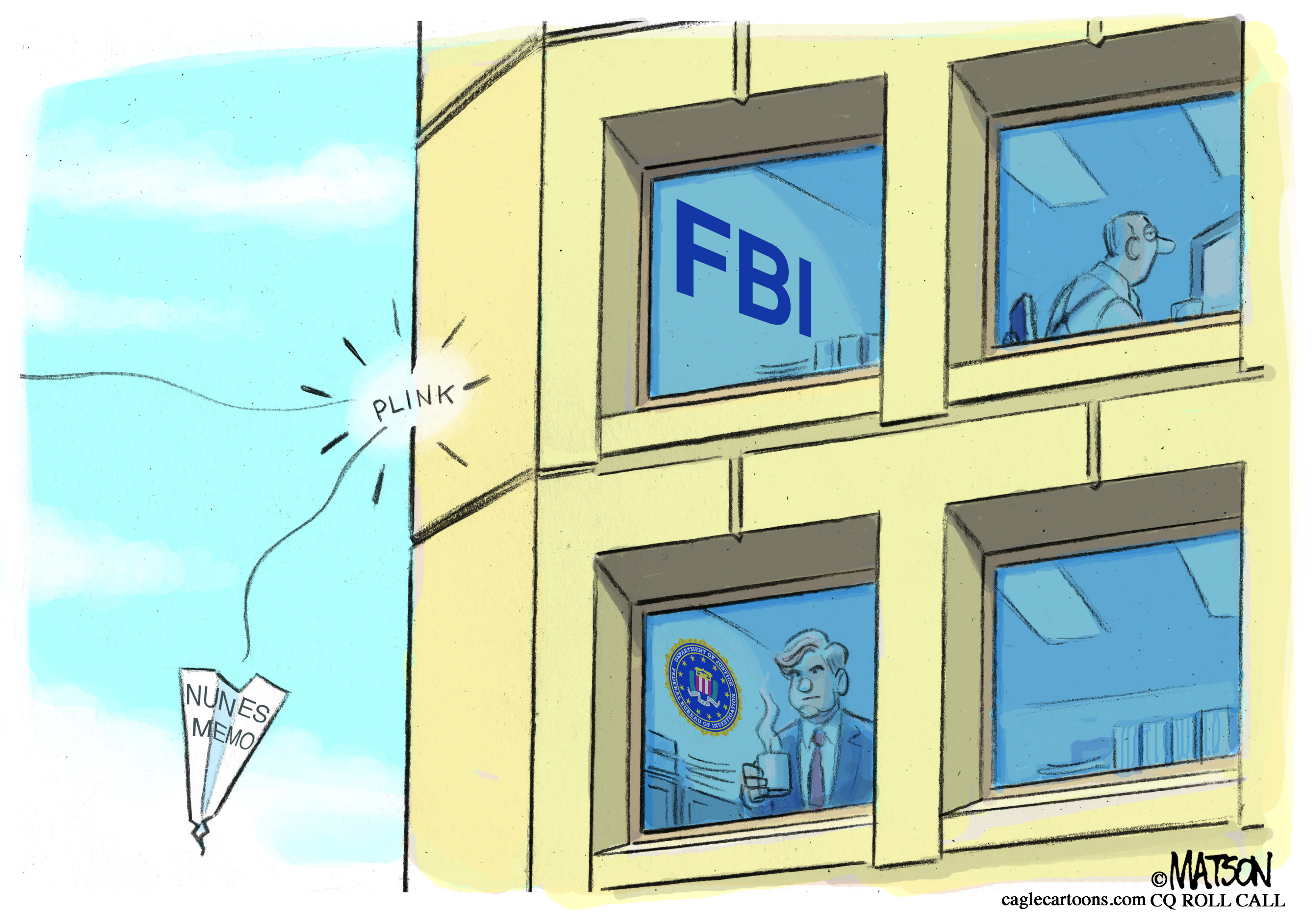 Political cartoon U.S. Nunes memo FBI Russia investigation