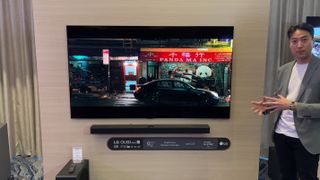 LG G5 OLED TV with Apple TV+'s Wolfs on screen