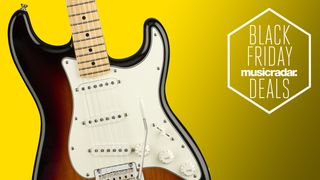 Fender Player Strat in a yellow background